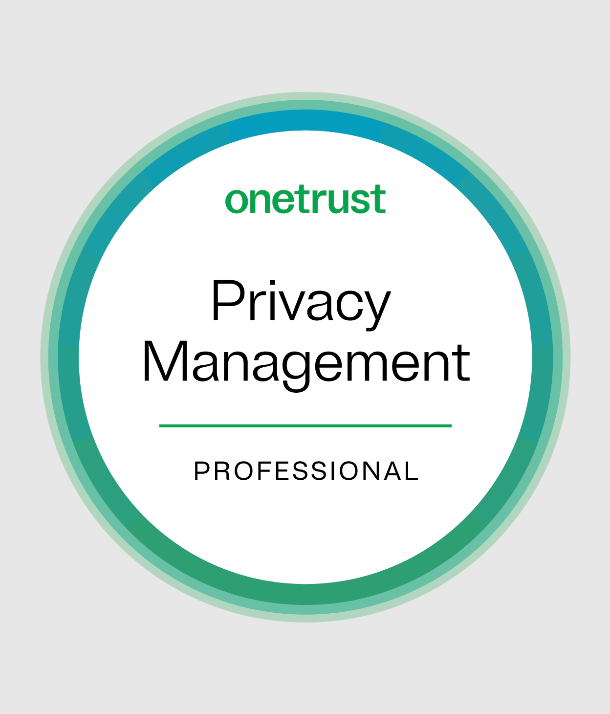Circle icon that reads "OneTrust Privacy Management: Profressional"
