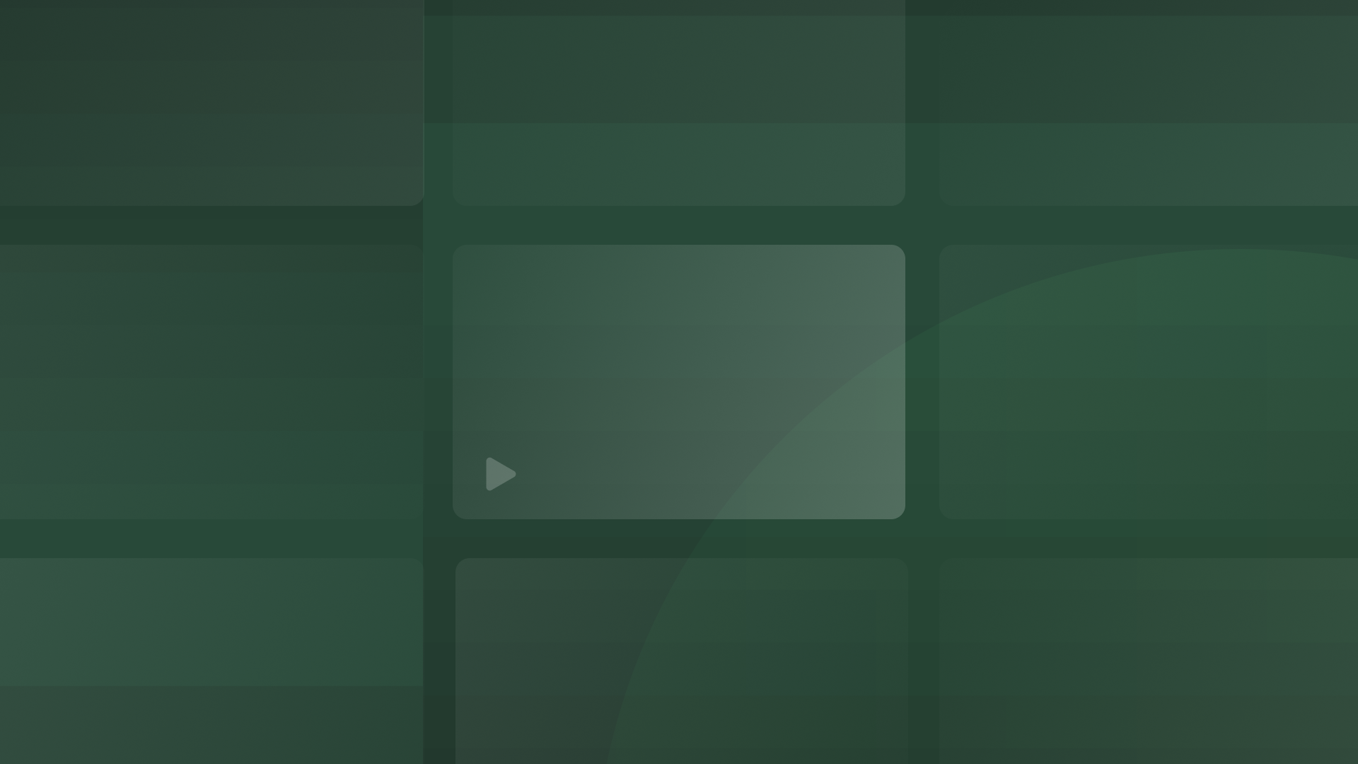 Photo of abstract architecture behind a green overlay with a play button